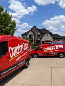 Comfort Zone Service vans providing water heater repair services in Mokena, IL.
